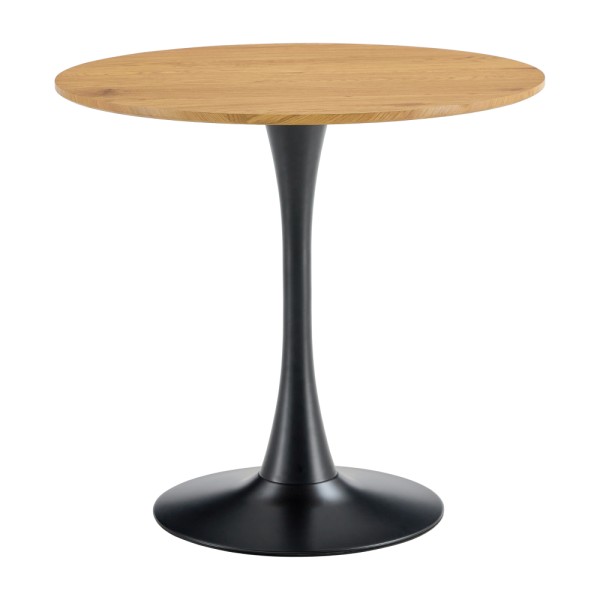 Masă de sufragerie, stejar/negru, diametru 80 cm, REVENTON NEW