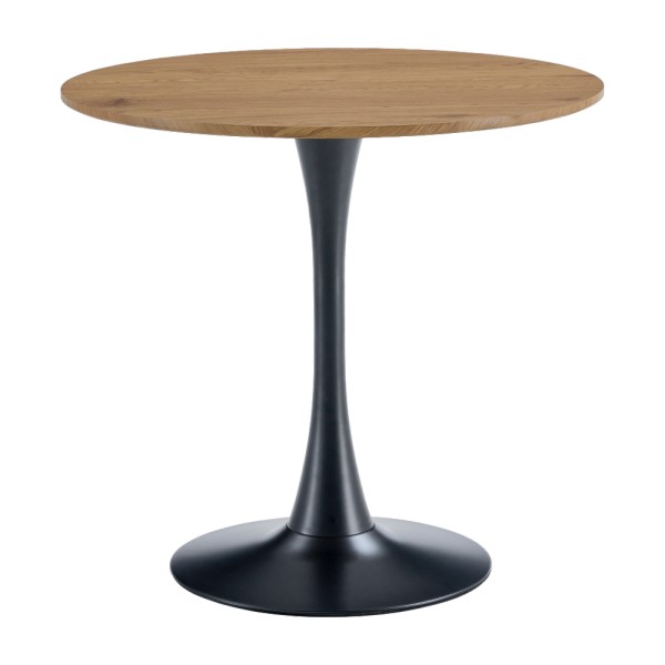 Masă de sufragerie, stejar/negru, diametru 80 cm, REVENTON NEW