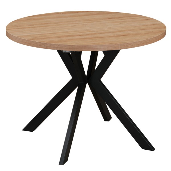 Masă extensibilă de sufragerie, stejar deschis/negru, 100-250x75,5 cm, LUKOS