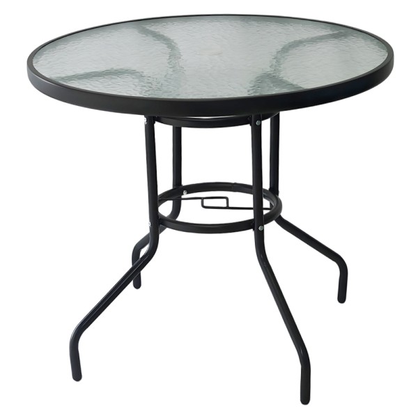 Masă grădină, oţel negru/sticlă securizată, BORGEN NEW TYP 2