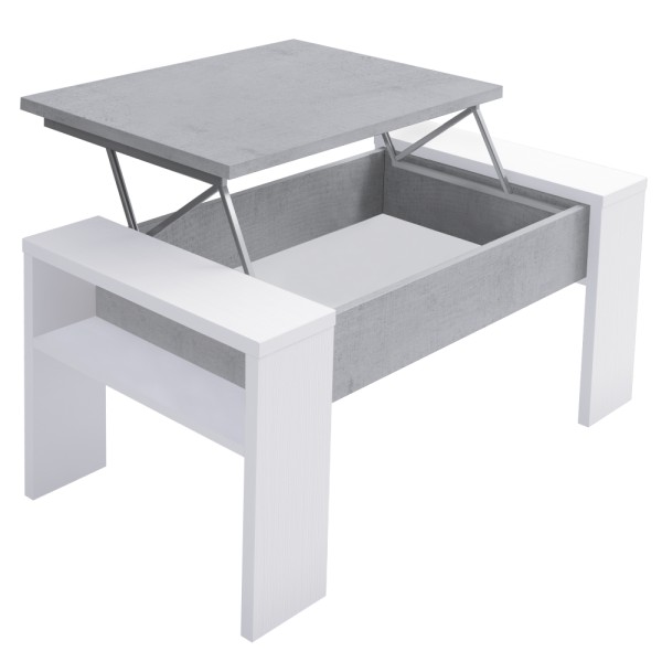 Măsuţă de cafea, alb/beton, PULA