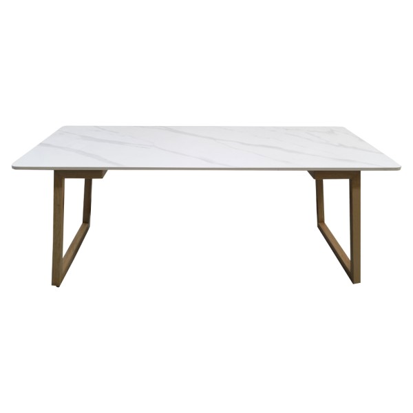 Măsuţă de cafea, marmură albă/fag, DEMIAN