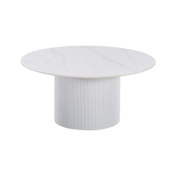 Măsuţă de cafea, marmură albă/MDF, diametru 80 cm, MAHIR TYP 1