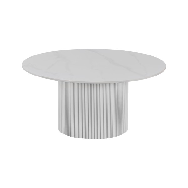 Măsuţă de cafea, marmură albă/MDF, diametru 80 cm, MAHIR TYP 1
