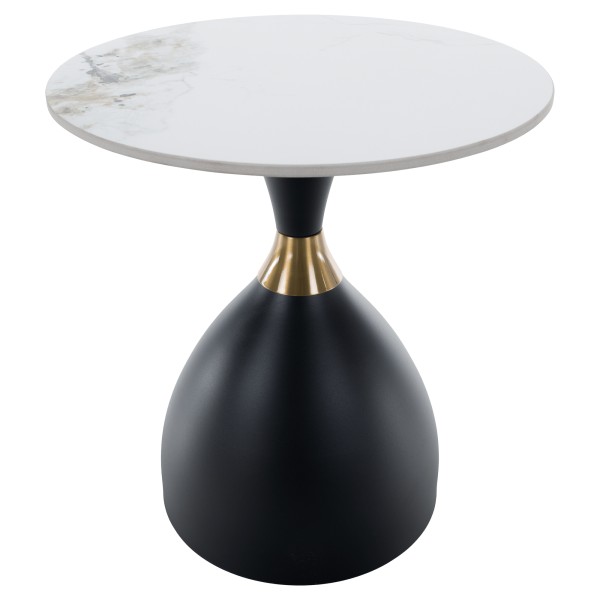 Măsuţă de cafea, marmură albă/negru/aur, ODIS NEW