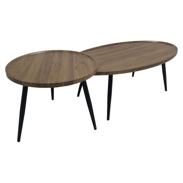 Măsuţe de cafea, set de 2 buc., stejar/negru, SILVIO