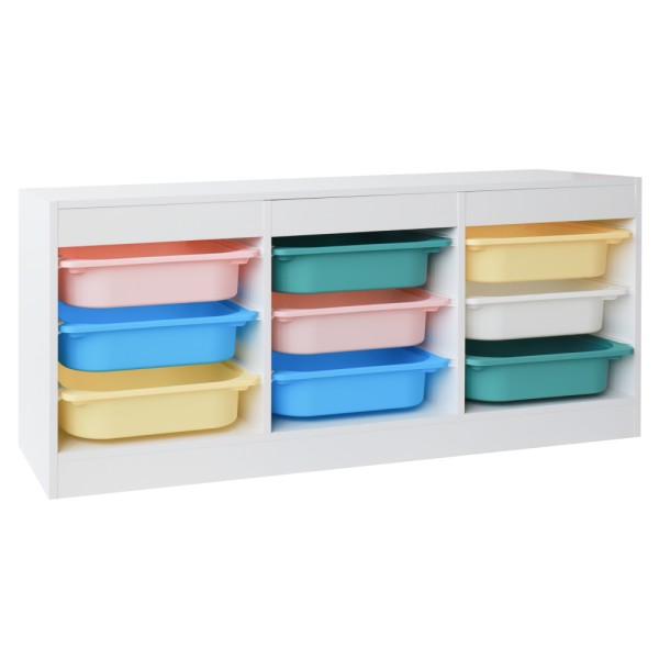 Organizator cu cutii de depozitare, alb/mix de culori, TRIMAL NEW