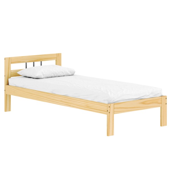 Pat cu somieră, natural, lemn de pin, 90x200, JONA NEW