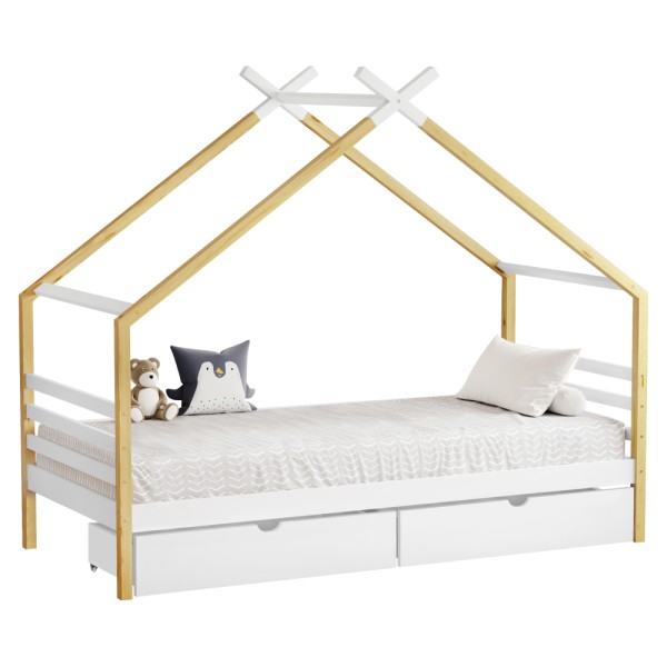 Pat Montessori, alb/maro, 90x200, TARA