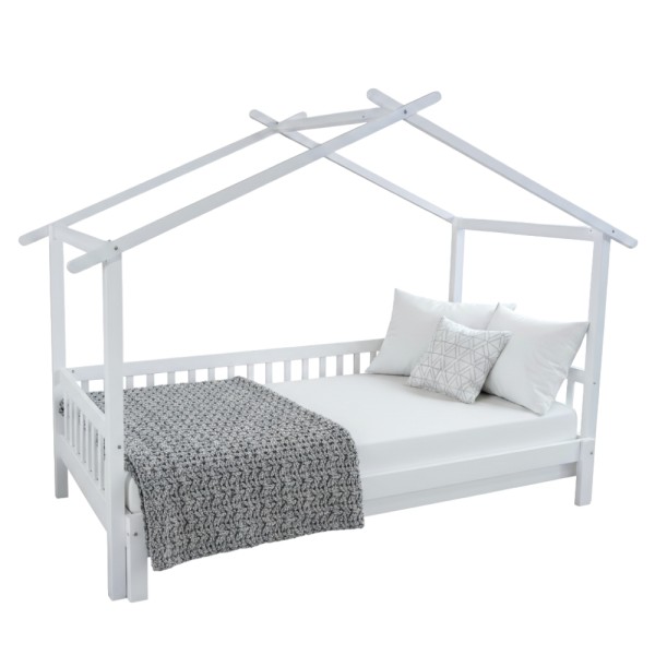 Pat Montessori cu un pat suplimentar, alb, 90x200, KESIO