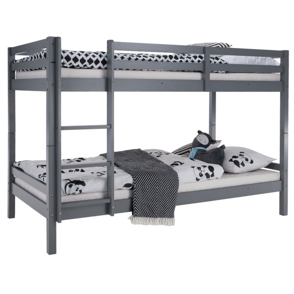 Pat supraetajat, 90x200, lemn masiv, gri, INEZA