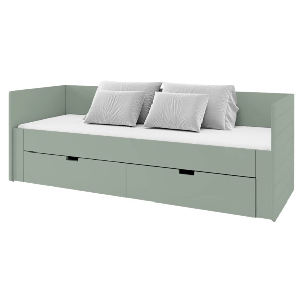 Patul extensibil, verde-gri, 90/180x200, ANTONY