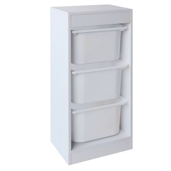 Raft cu cutii de depozitare, alb, DUVAN