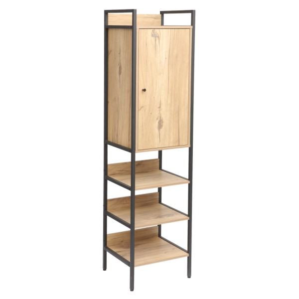 Raft cu dulap, stejar/negru, LORVA