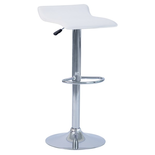 Scaun de bar, piele ecologică alb/crom LARIA 2 NEW