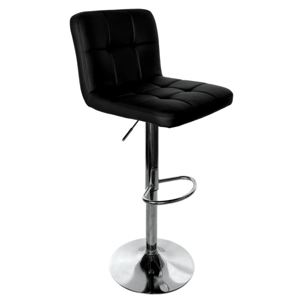 Scaun de bar, piele ecologică negru/crom, KANDY 2 NEW