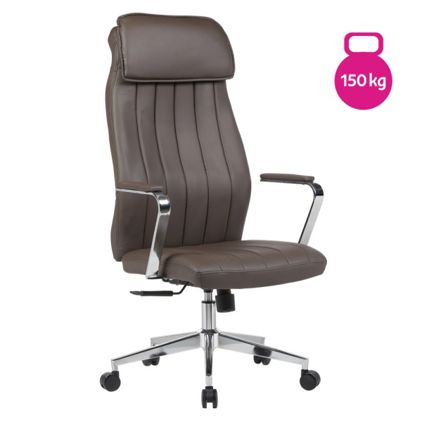 Scaun de birou, piele ecologică gri-maro/crom, ELADIO