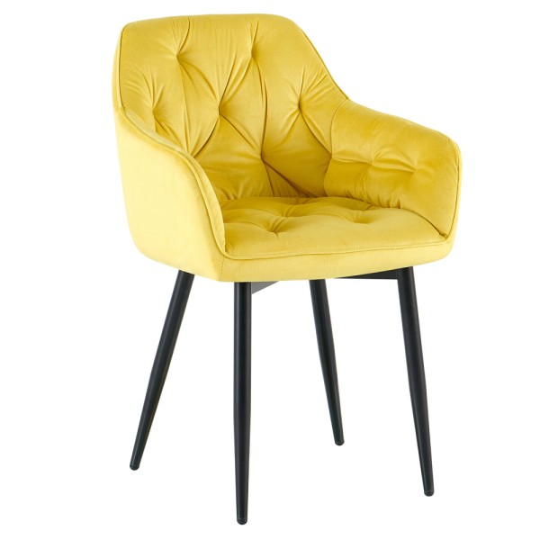 Scaun de design, ţesătură Velvet galben, FEDRIS 2 NEW