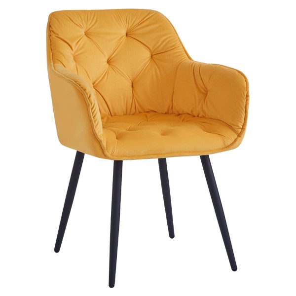 Scaun de design, ţesătură Velvet galben, FEDRIS NEW