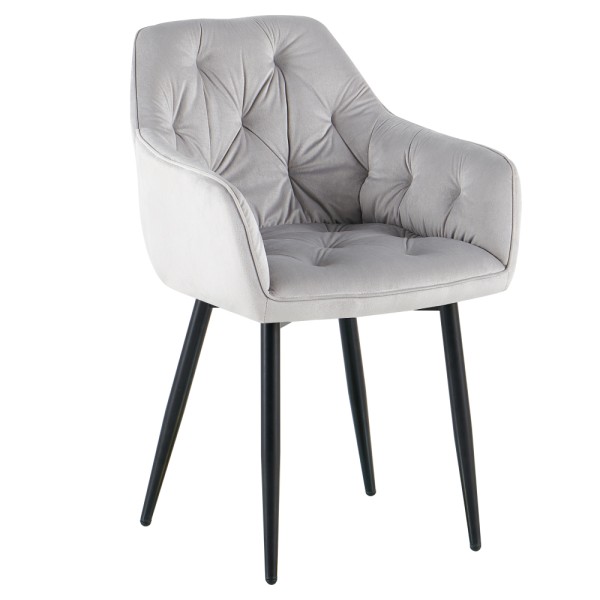 Scaun de design, ţesătură Velvet gri deschis, FEDRIS 2 NEW