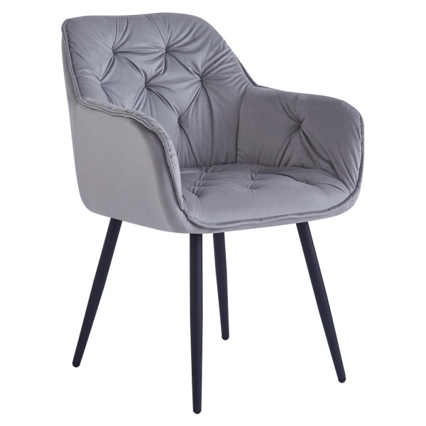 Scaun de design, ţesătură Velvet gri deschis, FEDRIS NEW