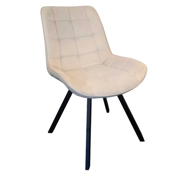 Scaun de sufragerie, ţesătură Velvet bej/negru, SAMIRA