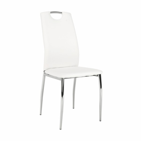 Scaun dining, piele ecologică albă, ERVINA