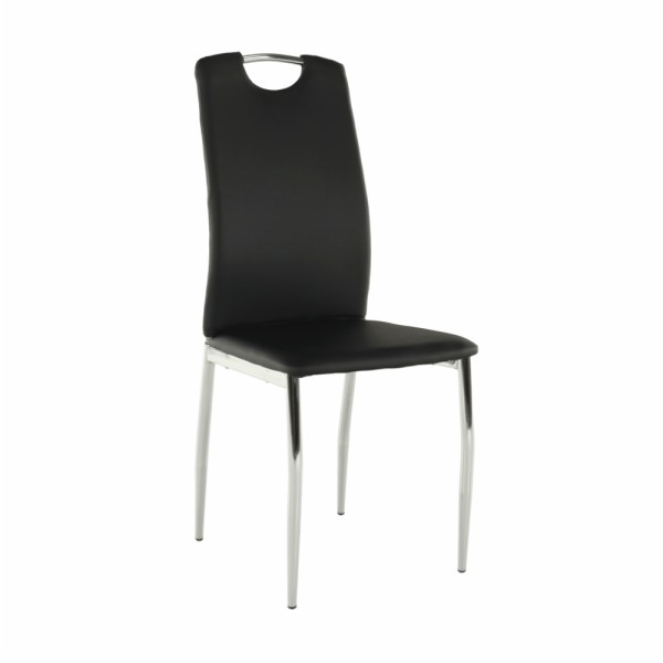 Scaun dining, piele ecologică neagră, ERVINA