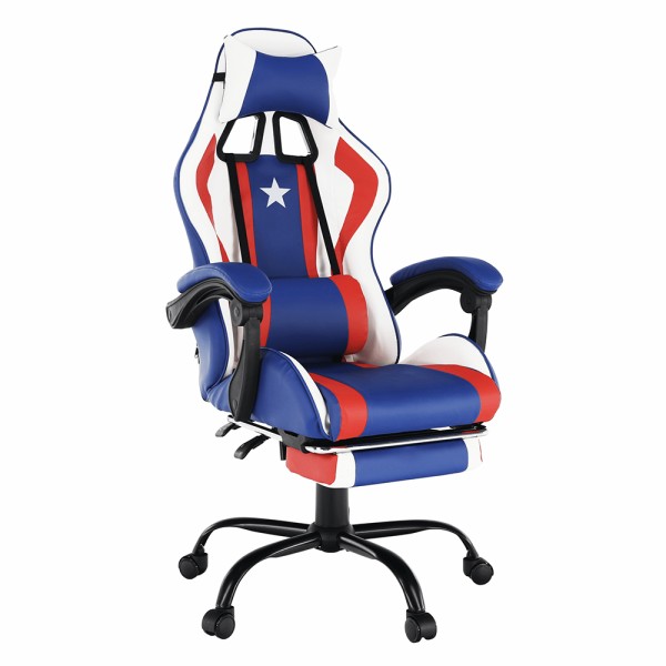 Scaun gaming, albastru/ roşu/ alb, CAPITAN AMERICA