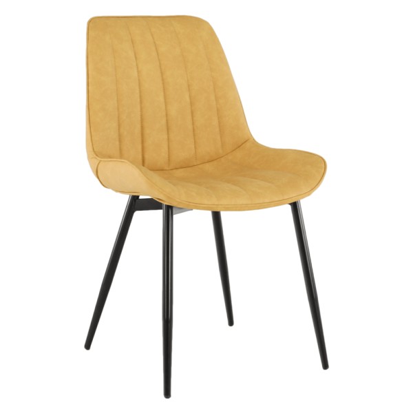 Scaun, piele ecologică galben/negru, HAZAL