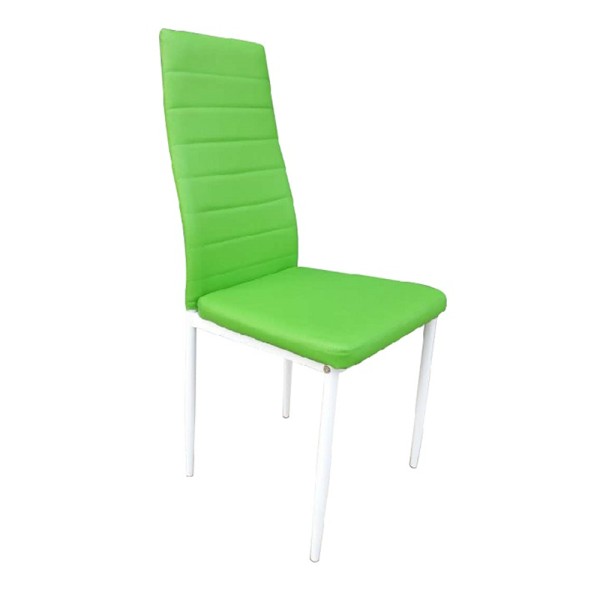 Scaun, piele ecologică verde/ alb, COLETA NOVA