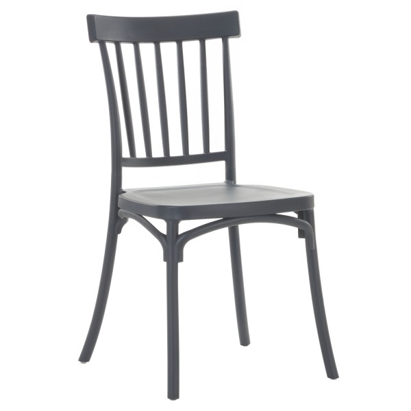 Scaun stivuibil, gri închis, SAZEN NEW