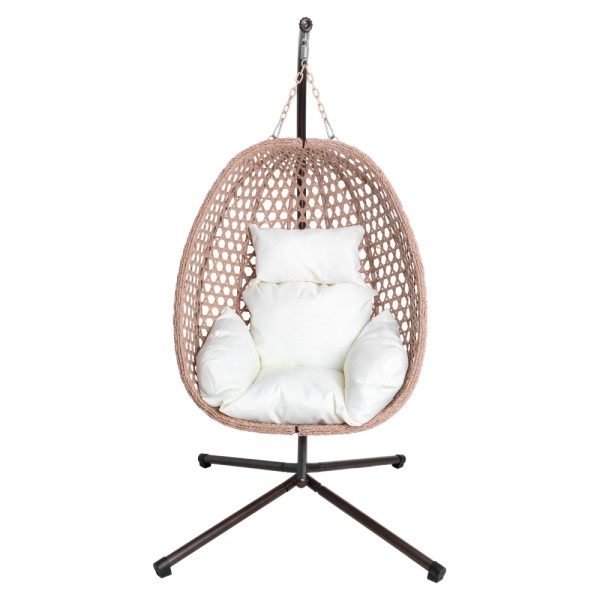 Scaun suspendat, pliabil, cupru/bej/crem, SANAN