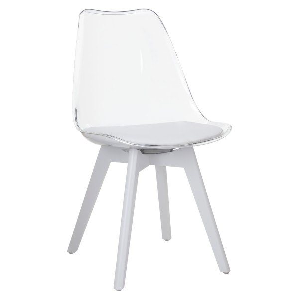 Scaun, transparent alb, acrilat/piele ecologică/alb, BALI 3 NEW
