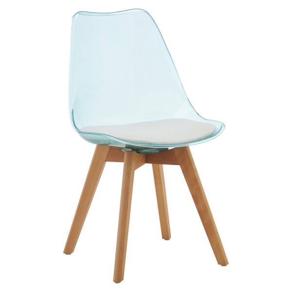 Scaun, verde transparent, acrilic/piele ecologică/fag, BALI 3 NEW