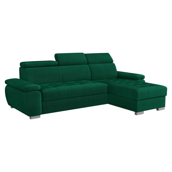 Set canapea de colţ, verde, pe dreapta, SEMI ROH