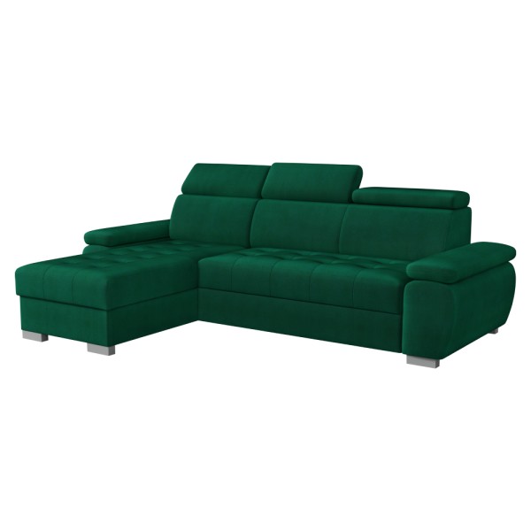 Set canapea de colţ, verde, pe stânga, SEMI ROH