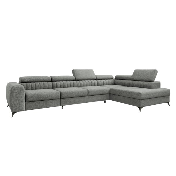Set de canapea de colţ, gri, pe dreapta, PONTI MAXI ROH