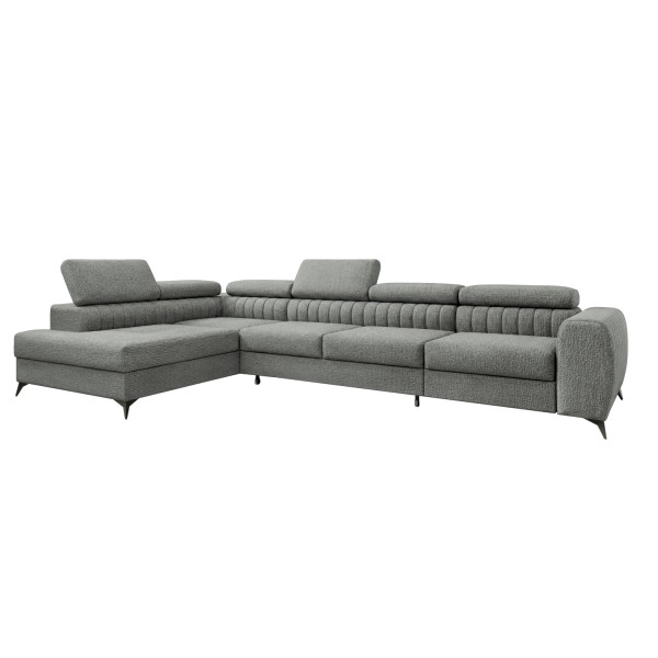 Set de canapea de colţ, gri, pe dreapta, PONTI MAXI ROH