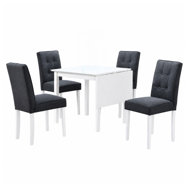 Set dining cu masă extensibilă, albă/gri, BJORK 1+4