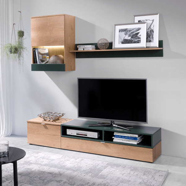 Set living, stejar lefkas/ verde, ROSO