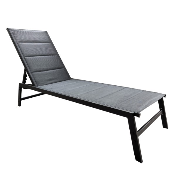 Şezlong de grădină poziţionabil, negru, LOPEZ