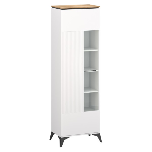 Vitrină, alb/stejar evoke, VELIS 1D