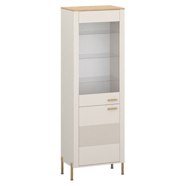 Vitrină, caşmir/stejar de piatră, RUNOL 1D1W