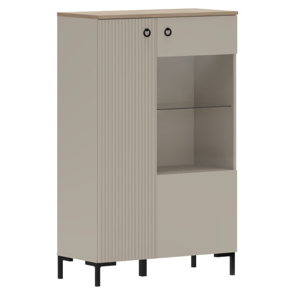 Vitrină joasă, gri-maroniu Taupe/stejar silverjack, DOMCA 1D1W/140