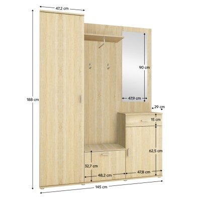 Ansamblu hol, stejar sonoma, AMALIA