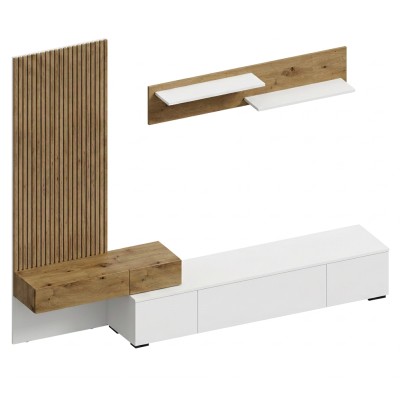 Ansamblu living, alb/stejar Artisan, REBEKA NEW