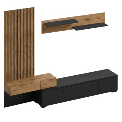 Ansamblu living, negru/stejar Artisan, REBEKA NEW