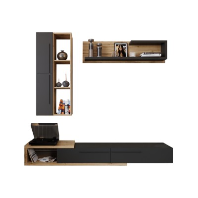Ansamblu living, stejar Tacho/antracit, KALVADOS 2