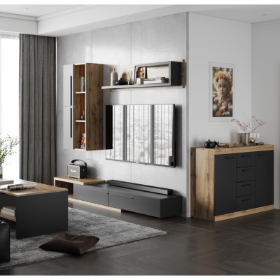Ansamblu living, stejar Tacho/antracit, KALVADOS 2
